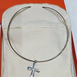 James Avery Hammered Choker with Cross